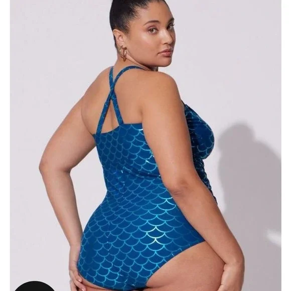 Torrid sz 2 Blue Mermaid Swim Bathing‎ Suit 2X - Picture 3 of 3